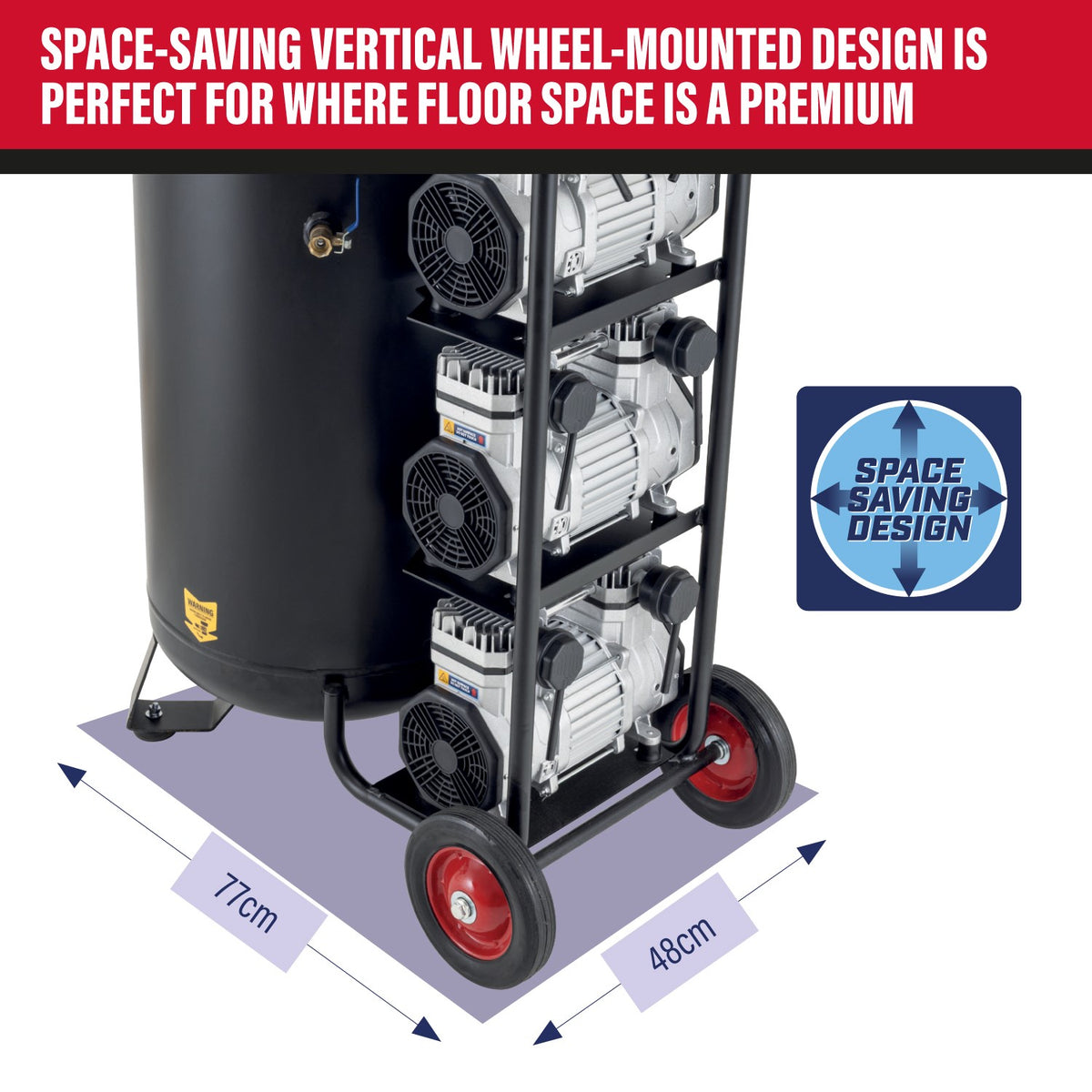 SIP QT AIR® 200L 6hp Ultra Low Noise Oil-Free Vertical Direct Drive Compressor view 3