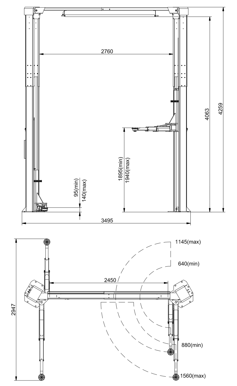 Stenhoj Magnat 40, 4T 2 Post Baseless Lift Asymmetric