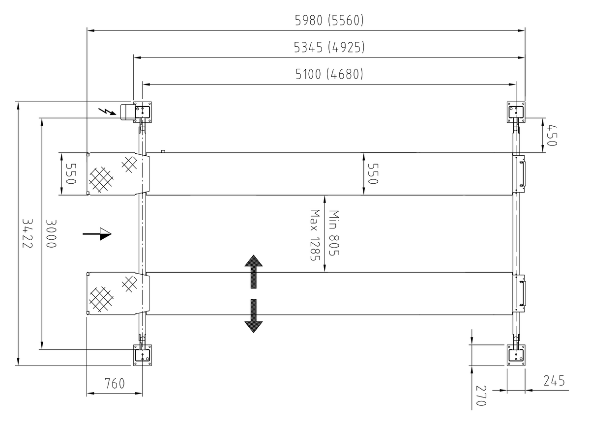 Stenhoj Major 5230 4 Post Lift 5230-55S, For Car & Van Workshops