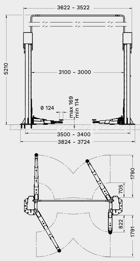 Ravaglioli Baseless 2 Post Lift w/ TEq-Link Connectivity KPX55LIKTA