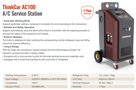 ThinkCar AC100 A/C Service Station for R134a, R1234yf