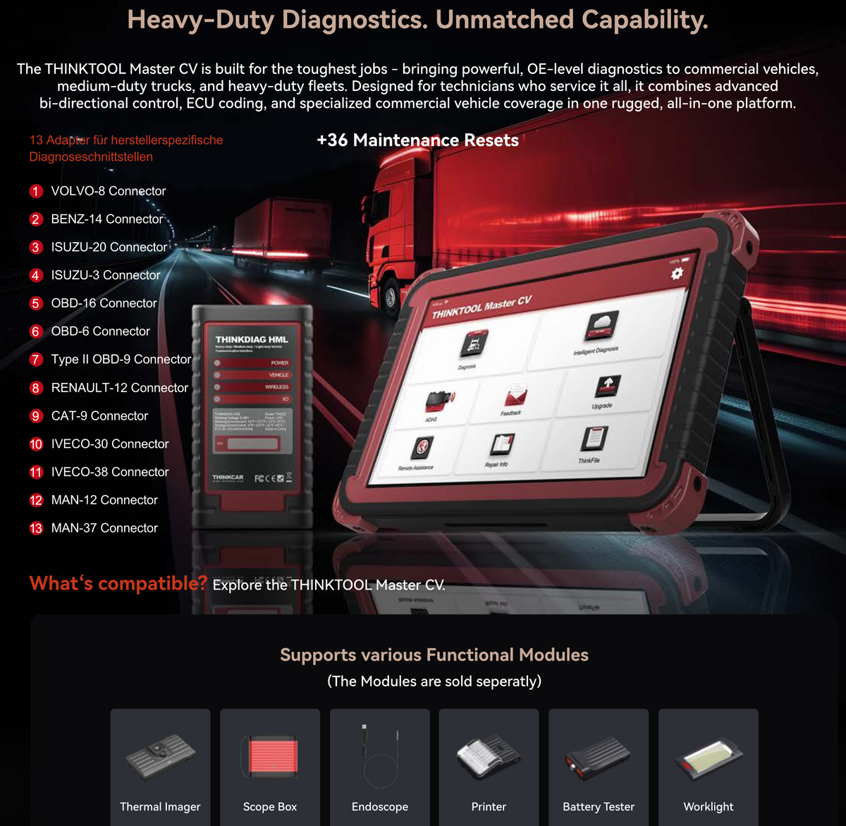 Thinkcar Thinktool Master Commercial Vehicle Diagnostic 10" TKT04CV