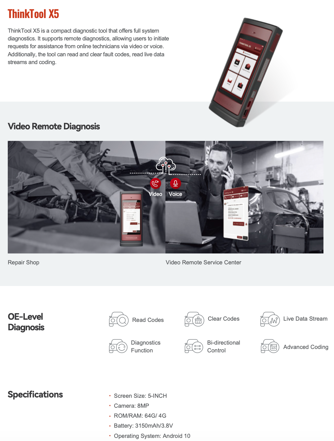 Thinkcar Thinktool X5 Diagnostic Remote Support Tool TKTX5
