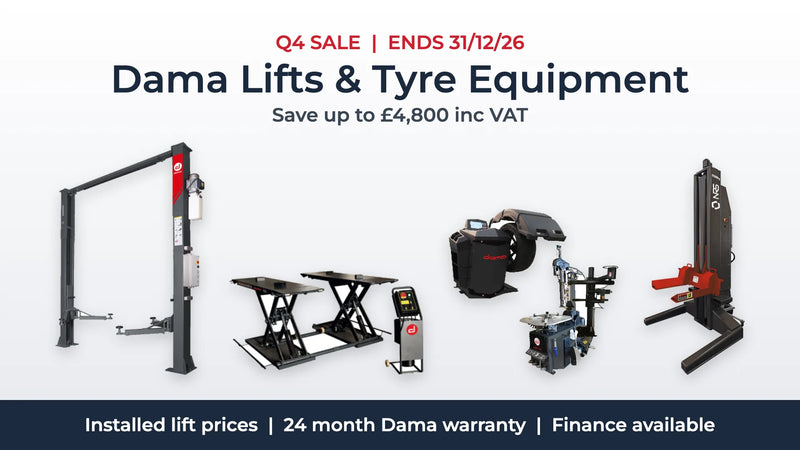 Q4 sale on Dama lifts and tyre equipment, offers end 31/12/26