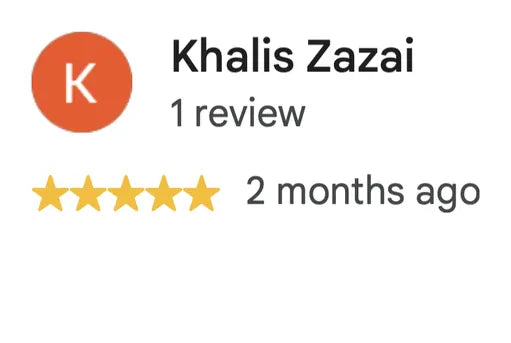 Google review from Khalis Zazai: five stars