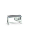Bott Cubio Framework Bench (Lino) with 3 Drawer Cabinet, 1500x900x840mm, light grey