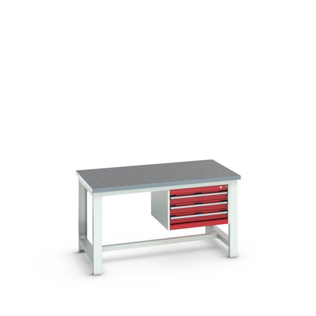 Bott Cubio Framework Bench (Lino) with 3 Drawer Cabinet, 1500x900x840mm, crimson red