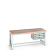 Bott Cubio Framework Bench (Multiplex) with 3 Drawer Cabinet, 2000x900x840mm, light grey