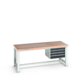 Bott Cubio Framework Bench (Multiplex) with 3 Drawer Cabinet, 2000x900x840mm, anthracite grey