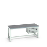 Bott Cubio Framework Bench (Lino) with 3 Drawer Cabinet, 2000x900x840mm, light grey