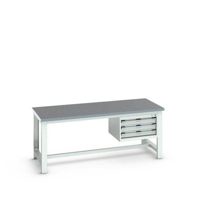 Bott Cubio Framework Bench (Lino) with 3 Drawer Cabinet, 2000x900x840mm, light grey