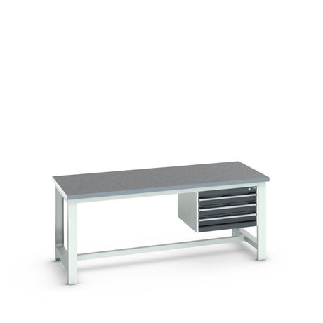 Bott Cubio Framework Bench (Lino) with 3 Drawer Cabinet, 2000x900x840mm, anthracite grey