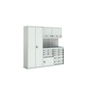 Bott Cubio Modular Workshop with 3x Cupboards, 2x Cabinets, 2100x565x2000mm, light grey