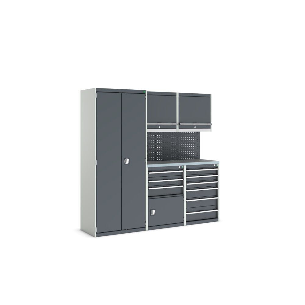 Bott Cubio Modular Workshop with 3x Cupboards, 2x Cabinets, 2100x565x2000mm, anthracite grey