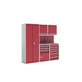 Bott Cubio Modular Workshop with 3x Cupboards, 2x Cabinets, 2100x565x2000mm, crimson red