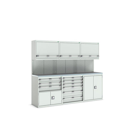 Bott Cubio Modular Workshop with 4x Cupboards, 2x Cabinets, 2400x565x2000mm, light grey