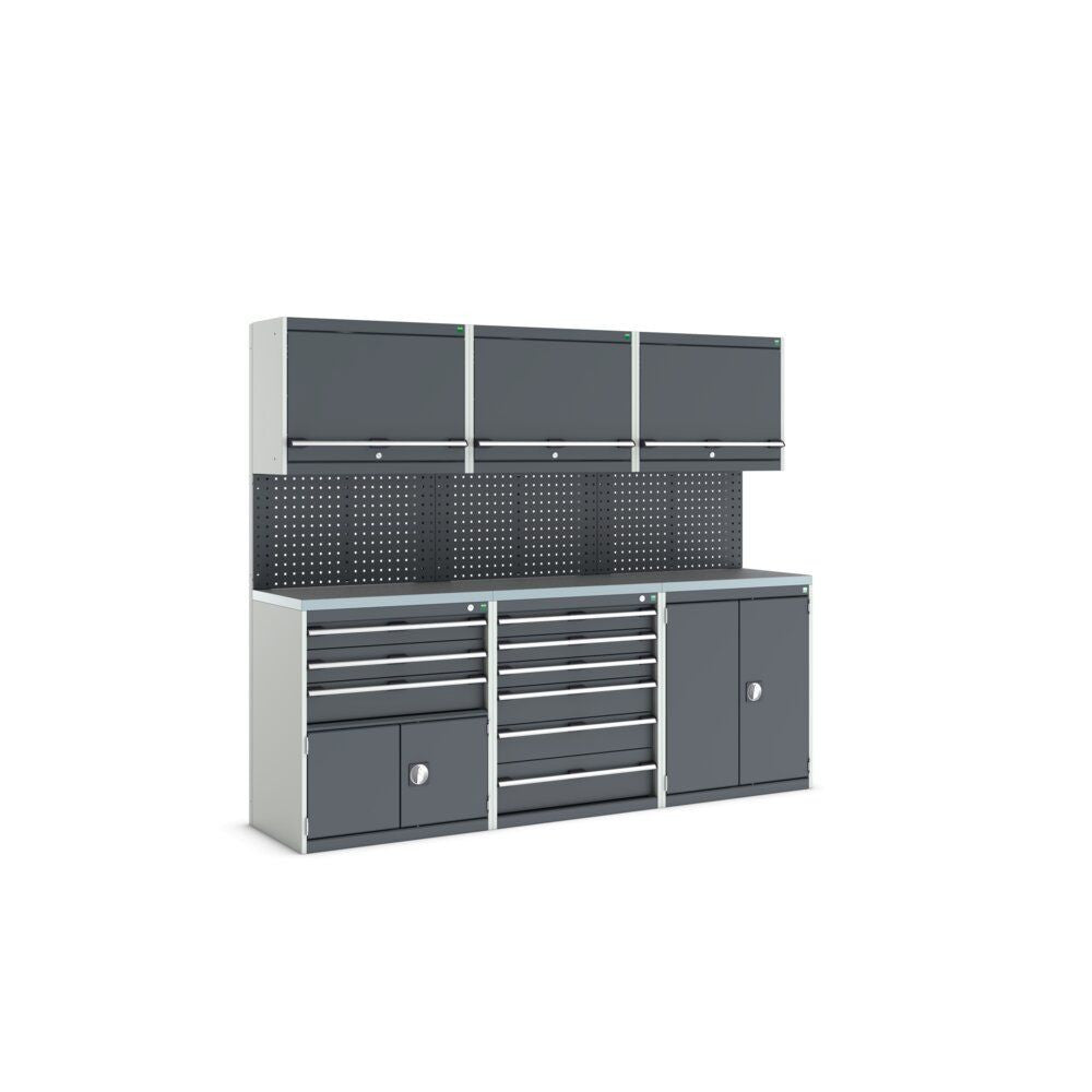 Bott Cubio Modular Workshop with 4x Cupboards, 2x Cabinets, 2400x565x2000mm, anthracite grey