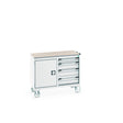 Bott Cubio Maintenance Trolley (Lino) 525/525 with Cupboard / 4 Drawers, 1050x525x890mm, light grey
