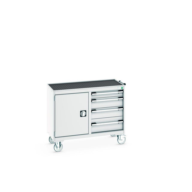 Bott Cubio Maintenance Trolley (Top Tray) 525/525 with Cupboard / 4 Drawers, 1050x525x885mm, light grey