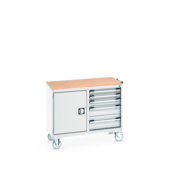 Bott Cubio Maintenance Trolley (Multiplex) 525/525 with Cupboard / 5 Drawers, 1050x525x890mm, light grey