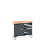 Bott Cubio Maintenance Trolley (Multiplex) 525/525 with Cupboard / 5 Drawers, 1050x525x890mm, anthracite grey
