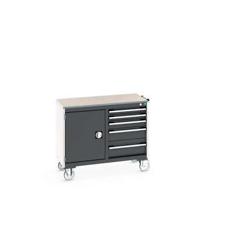 Bott Cubio Maintenance Trolley (Lino) 525/525 with Cupboard / 5 Drawers, 1050x525x890mm, anthracite grey