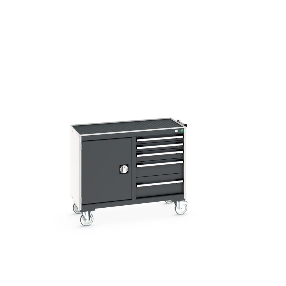 Bott Cubio Maintenance Trolley (Top Tray) 525/525 Wide, Cupboard / 5 Drawer, 1050x525x885mm, anthracite grey