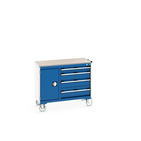 Bott Cubio Maintenance Trolley (Lino) 400/650 with Cupboard / 4 Drawers, 1050x525x890mm, gentian blue