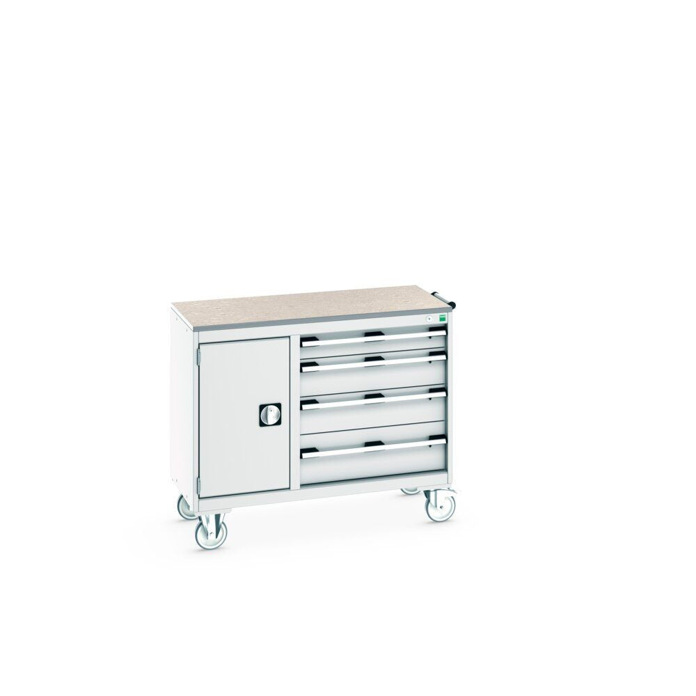 Bott Cubio Maintenance Trolley (Lino) 400/650 with Cupboard / 4 Drawers, 1050x525x890mm, light grey