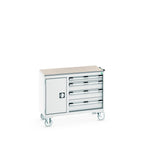 Bott Cubio Maintenance Trolley (Lino) 400/650 with Cupboard / 4 Drawers, 1050x525x890mm, light grey