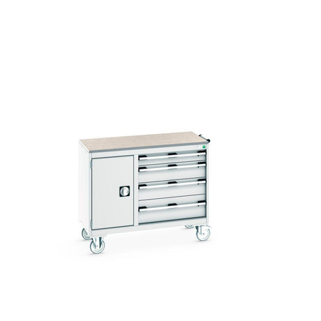 Bott Cubio Maintenance Trolley (Lino) 400/650 with Cupboard / 4 Drawers, 1050x525x890mm, light grey