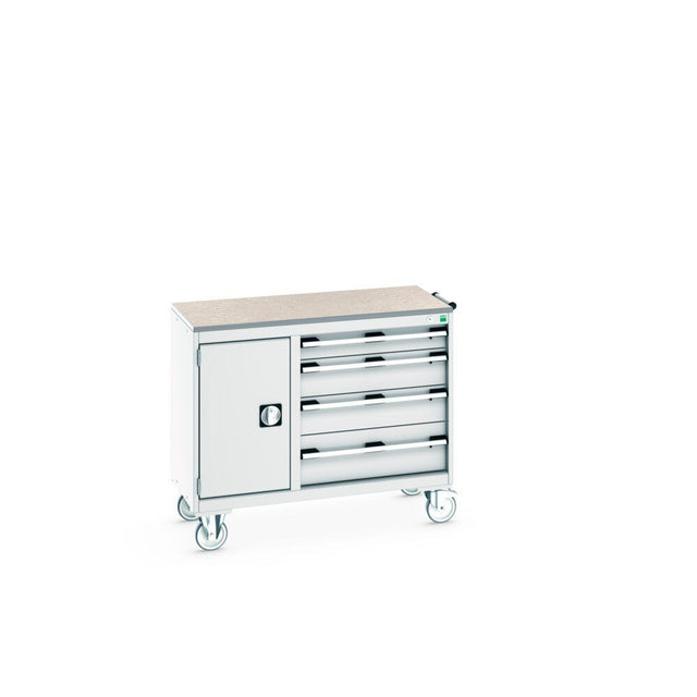 Bott Cubio Maintenance Trolley (Lino) 400/650 with Cupboard / 4 Drawers, 1050x525x890mm, light grey