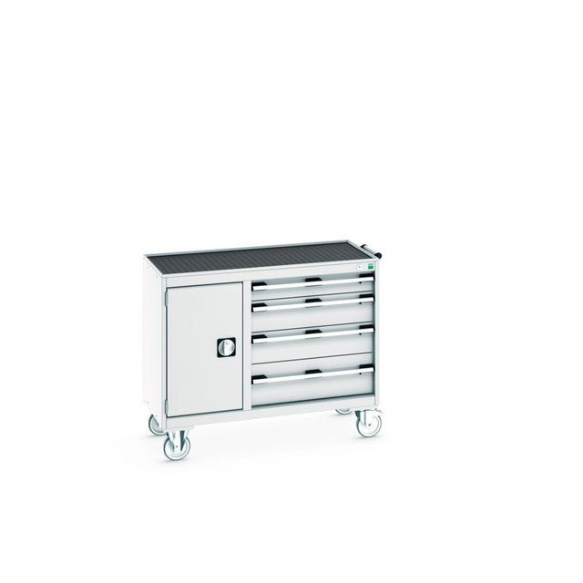 Bott Cubio Maintenance Trolley (Top Tray) 400/650 with Cupboard / 4 Drawers, 1050x525x885mm, light grey