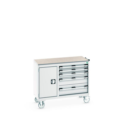Bott Cubio Maintenance Trolley (Lino) 400/650 with Cupboard / 5 Drawers, 1050x525x890mm, light grey
