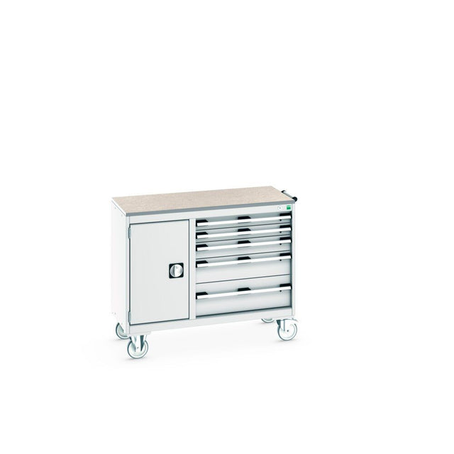 Bott Cubio Maintenance Trolley (Lino) 400/650 with Cupboard / 5 Drawers, 1050x525x890mm, light grey