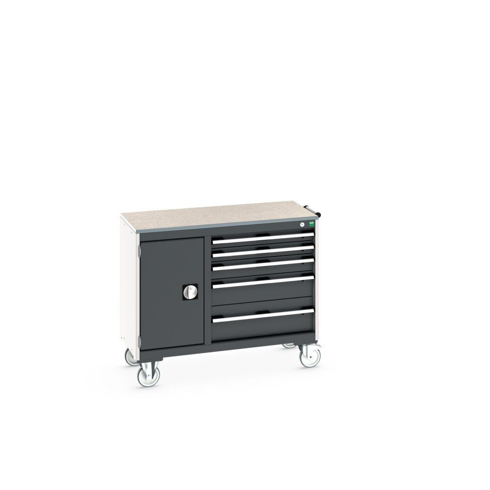 Bott Cubio Maintenance Trolley (Lino) 400/650 with Cupboard / 5 Drawers, 1050x525x890mm, anthracite grey