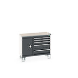 Bott Cubio Maintenance Trolley (Lino) 400/650 with Cupboard / 5 Drawers, 1050x525x890mm, anthracite grey