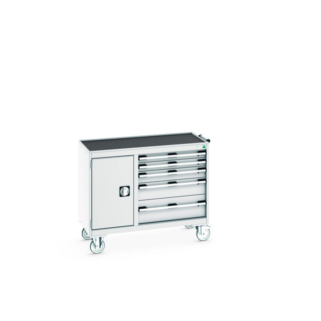 Bott Cubio Maintenance Trolley (Top Tray) 400/650 Wide, Full Cupboard / 5 Drawer, 1050x525x885mm, light grey
