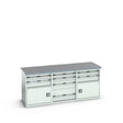 Bott Cubio Pedestal Island Bench (Lino) 4 Drawer / 2x 2 Drawer-Door Cabinets, 2000x750x840mm, light grey