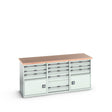 Bott Cubio Pedestal Island Bench (Multiplex) 5 Drawer / 2x 3 Drawer-Door Cabinets, 2000x750x940mm, light grey