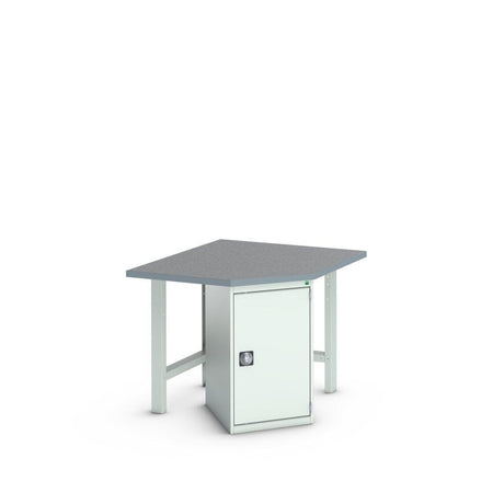 Bott Cubio Pedestal Corner Bench (Lino) with Cupboard / 2x Endframes, 1125x1125x940mm, light grey