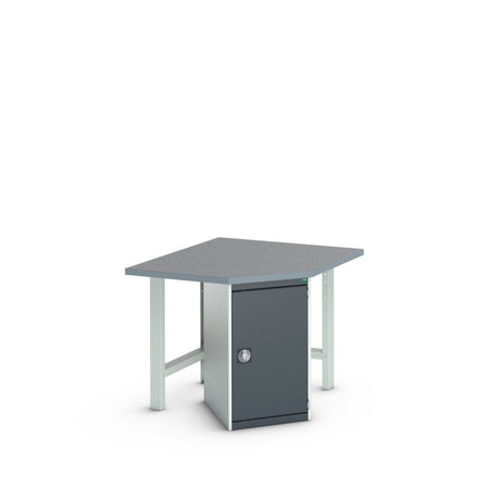 Bott Cubio Pedestal Corner Bench (Lino) with Cupboard / 2x Endframes, 1125x1125x940mm, anthracite grey