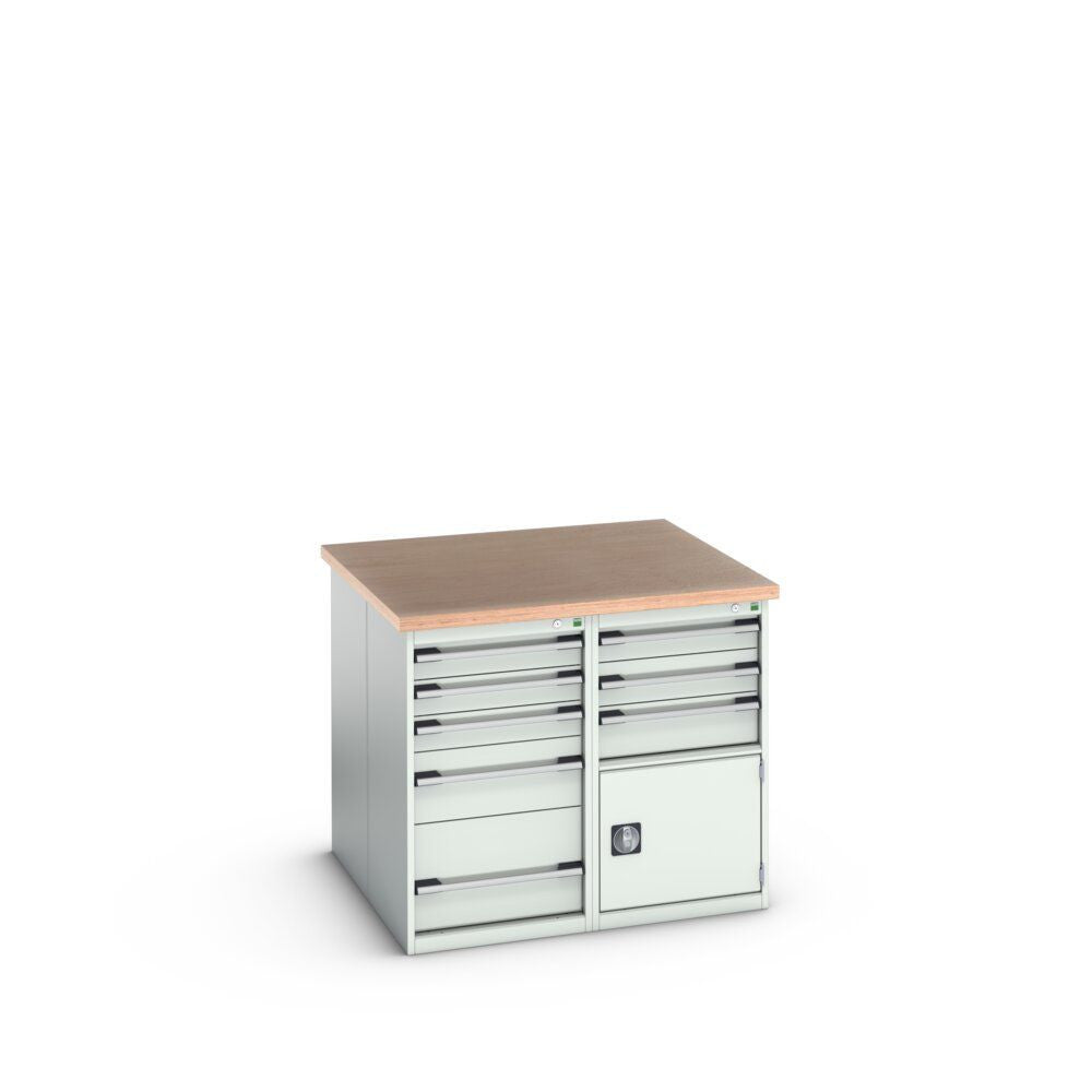 Bott Cubio Pedestal Island Bench (Multiplex) 2x 5 Drawer / 2x 3 Drawer-Door Cabinets, 1100x1100x940mm, light grey