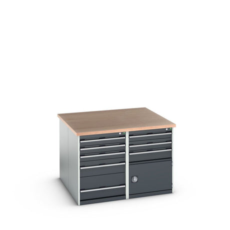 Bott Cubio Pedestal Island Bench (Multiplex) 2x 5 Drawer / 2x 3 Drawer-Door Cabinets, 1350x1350x940mm, anthracite grey