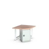 Bott Cubio Pedestal Corner Bench (Multiplex) with Cupboard / 2x Endframes, 1125x1125x840mm, light grey