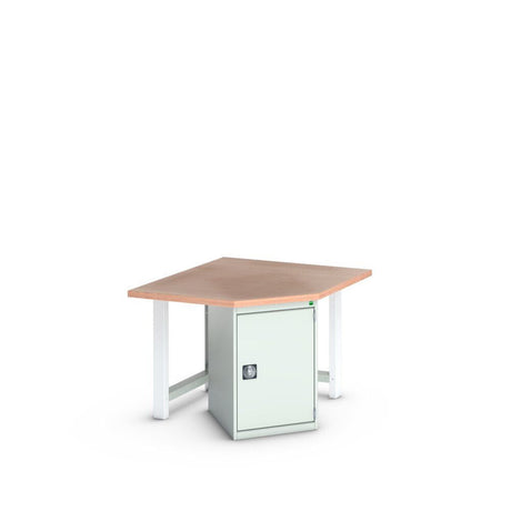 Bott Cubio Pedestal Corner Bench (Multiplex) with Cupboard / 2x Endframes, 1125x1125x840mm, light grey