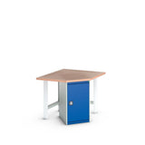 Bott Cubio Pedestal Corner Bench (Multiplex) with Cupboard / 2x Endframes, 1125x1125x940mm, gentian blue