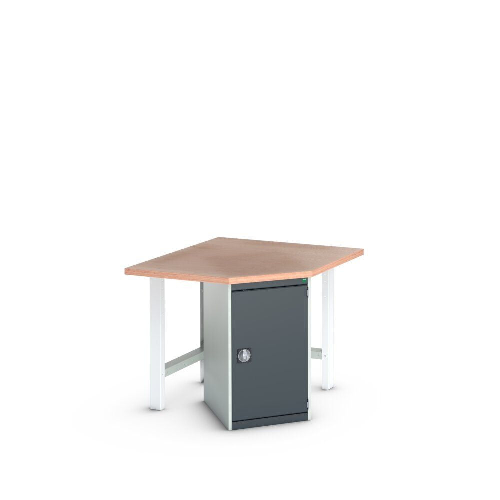 Bott Cubio Pedestal Corner Bench (Multiplex) with Cupboard / 2x Endframes, 1125x1125x940mm, anthracite grey
