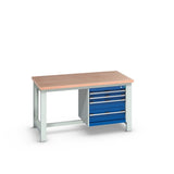 Bott Cubio Framework Bench (Multiplex) with 4 Drawer Cabinet, 1500x900x840mm, gentian blue