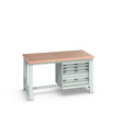Bott Cubio Framework Bench (Multiplex) with 4 Drawer Cabinet, 1500x900x840mm, light grey